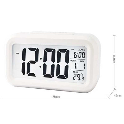 Clock with thermometer and white alarm